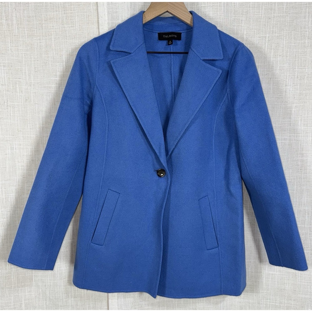 Talbots Double Faced Wool Blend Women's Sz 4‎ Blue Blazer Jacket